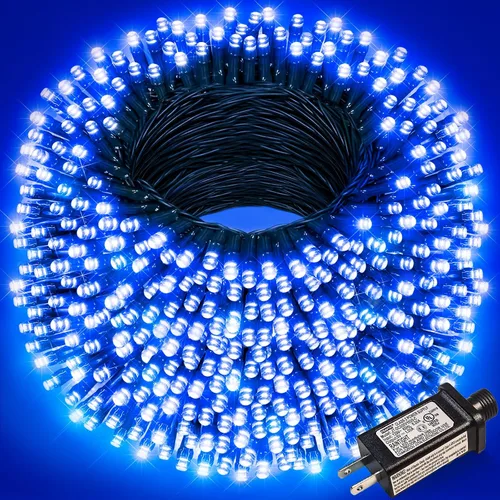Vista 55 de Juego de 2, luces de Navidad, 200 pies, 600 LED, exterior/interior, guirnalda luces, 8 modos, impermeables, cable verde, parpadeantes, árbol, patio