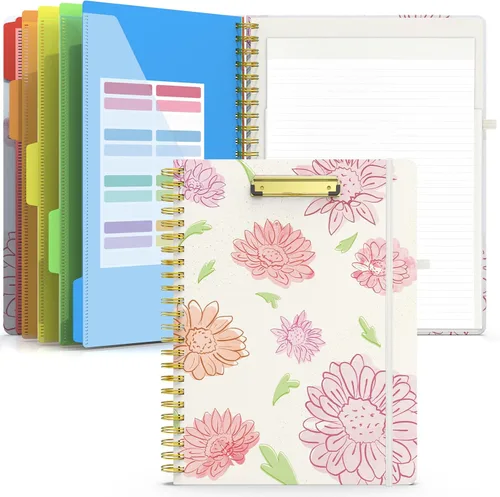 Vista 10 de Sooez Folio portapapeles con bloc de notas recargable, carpeta con 10 bolsillos de almacenamiento para tamaño carta, cuaderno portapapeles