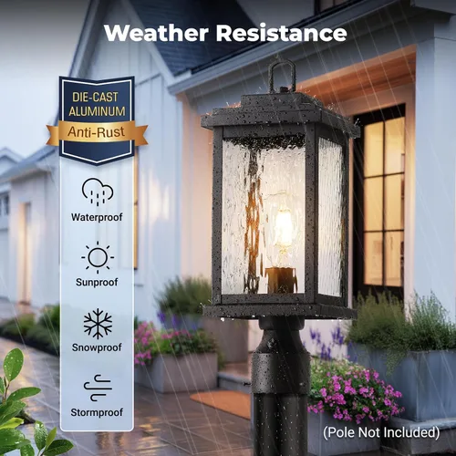 Vista 3 de VIANIS Luces de Poste Grandes para Exteriores del Atardecer al Amanecer, Bronce Frotado con Aceite Cableadas Impermeables Lámpara de Poste Exterior