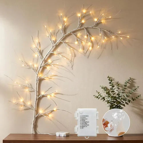 Vista 8 de Bexdir - Vid de sauce iluminada de 6 pies con mariposa, luces de ramas blancas cálidas