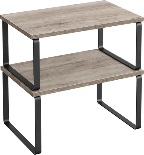 Vista 30 de SONGMICS Estante Organizador de Gabinete, Juego de 2 Estantes de Encimera de Cocina, Almacenamiento de Cocina, Estante de Especias, Apilable