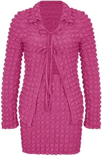 Vista 6 de GAMISOTE Conjunto de 2 piezas para mujer, de manga larga, con lazo frontal, blusa elástica de cintura alta