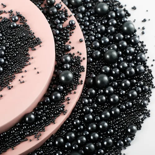 Vista 3 de KASVAN Gránulos de azúcar negro perla - Perlas de caramelo comestibles 130g/4.58 Oz, tamaño mixto, decoración de pasteles para hornear, coberturas