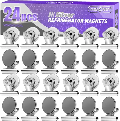Vista 12 de VNDUEEY Paquete de 6 imanes para refrigerador, imanes para refrigerador, clips magnéticos negros, imanes para pizarra blanca, clips magnéticos