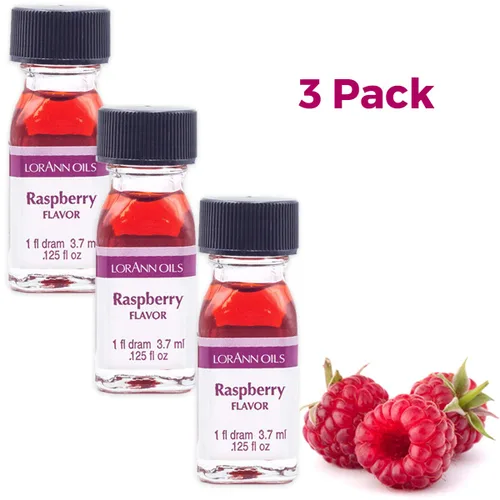 Vista 2 de LorAnn Raspberry SS Flavor, 1 botella de dram (0.0125 fl oz - 0.1 fl oz - 1 cucharadita) - Paquete de 3 - incluye una receta