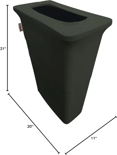 Vista 4 de LA Linen Funda elástica de elastano ajustable para cubo de basura Slim Jim de 23 galones, cubierta de contenedor de residuos, decoración de patio