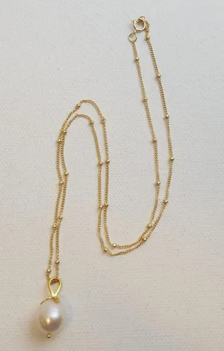 Vista 8 de Cultured Freshwater Pearl Gold Filled Necklace 18 inches - Handmade Dainty Jewelry Gift Idea for Women Her - Birthday Gift - June Birthstone
