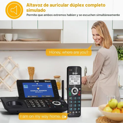 Vista 7 de AT&T DECT 6.0 Teléfono inalámbrico para el hogar y la empresa con contestador, pantalla a color grande de 5", atajo de un solo toque, conferencia
