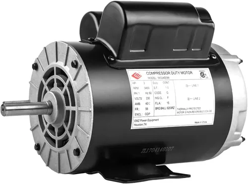 Vista 5 de 2 HP SPL 3450 RPM, 56 marcos, 120/240 V, 15/7.5 amperios, eje de 5/8", motor de compresor de aire NEMA monofásico - EM-02