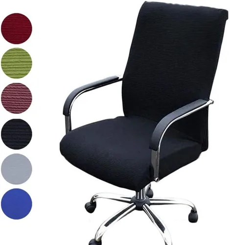 Vista 6 de Funda para silla de oficina con elástico extraíble y elástico para silla de oficina, funda de asiento elástica y elástica, funda universal