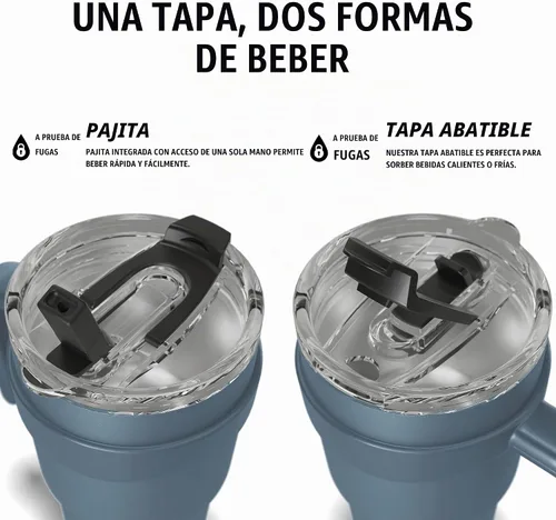 Vista 3 de Hydrapeak Roadster - Botella de agua de acero inoxidable de 40 onzas con aislamiento al vacío de doble pared con asa y tapa con popote 2 en 1