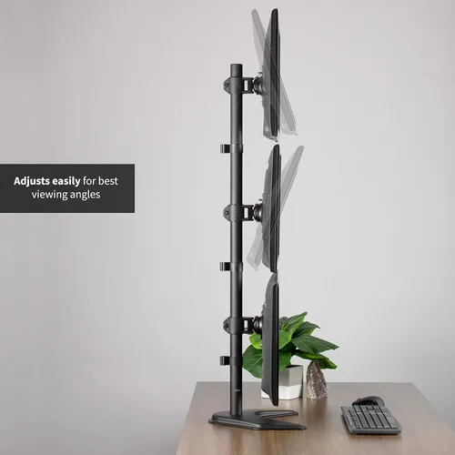 Vista 5 de VIVO Soporte de montaje de escritorio ajustable en altura para monitor LCD vertical triple para 3 pantallas de hasta 27 pulgadas STAND-V003D