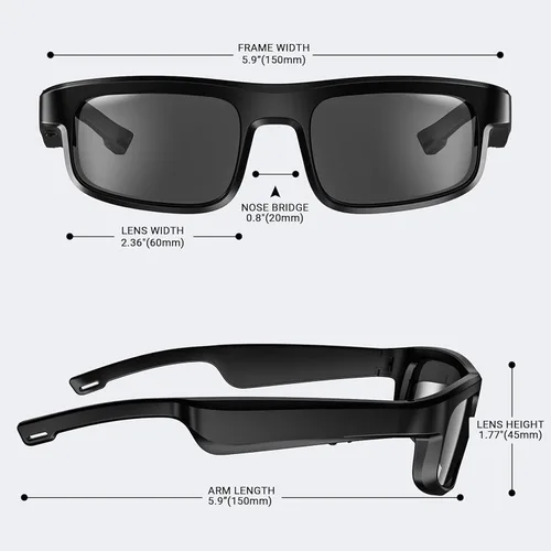Vista 3 de Lentes inteligentes, lentes de sol polarizados Bluetooth con micrófono y altavoces integrados, oreja abierta, asistente de voz, protección UV