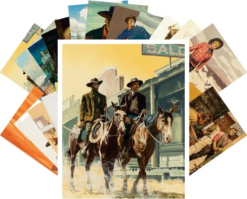 Vista 7 de PIXILUV Postales vintage 24 piezas Western Vintage película cartel salvaje oeste vaqueros indios acción