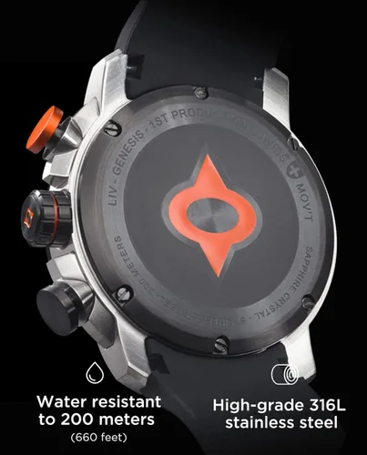 Vista 4 de LIV GX1 - Reloj clásico resistente con cronógrafo suizo de 1.77 pulgadas, 316L SS, 3D multicapa con fecha rápida, resistente a los arañazos