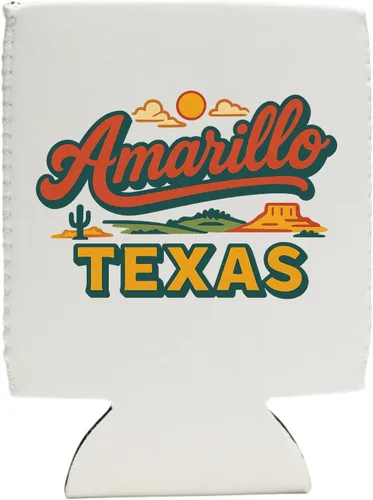 Vista 5 de Amarillo Texas Typographic Design Souvenir Neoprene Can Hugger Black