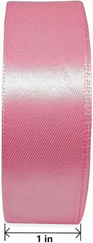 Vista 2 de Cinta de satén de 1 pulgada de color rosa bailarina de doble cara, 25 yardas, rollo de cinta sólida de satén para boda, día de San Valentín