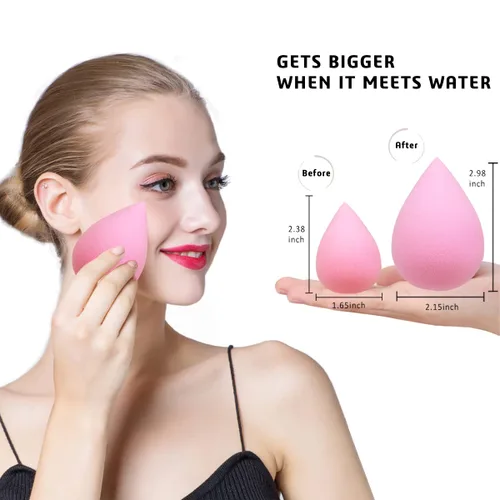 Vista 3 de Juego de 6 esponjas de maquillaje – Esponja suave de belleza para base, crema y polvo (rosa claro)