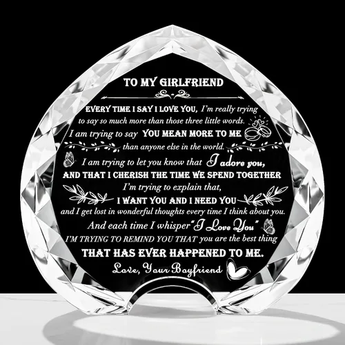 Vista 12 de Regalos Qianwei para novia de novio únicos - Regalos personalizados de corazón de cristal para mi novia que lo tiene todo - Ideas de regalo