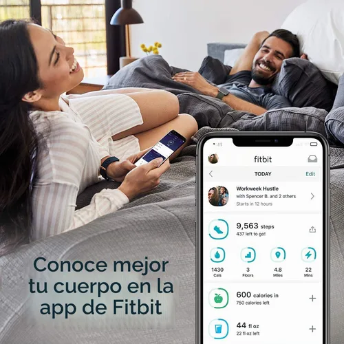 Vista 9 de Fitbit Versa 2 Smartwatch Carbon (negro) con bandas de bonificación (Oliva)