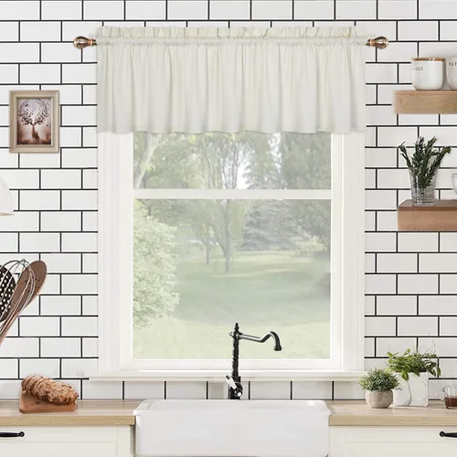 Vista 8 de CAROMIO Cenefas para ventanas de cocina, microfibra suave texturizada en relieve, con bolsillo para barra, cortinas a medida para ventanas de baño