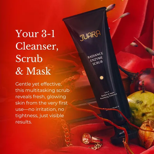 Vista 5 de JUARA Radiance Enzyme Scrub - Exfoliante facial con enzimas de manzana y cuentas de bambú - Exfoliante facial iluminador minimiza los poros