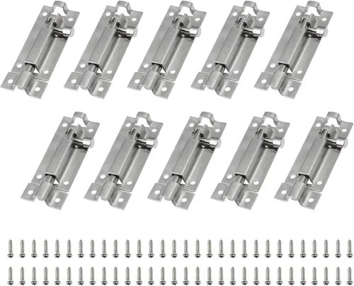 Vista 12 de 6 pernos de barril de 1.5 pulgadas, cerrojo deslizante de acero inoxidable, cierre de seguridad para puerta exterior interior con tornillos
