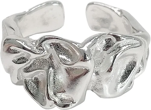 Vista 15 de Anillos de banda ancha de plata de ley 925 vintage hechos a mano para mujeres/hombres, anillo ajustable para el pulgar