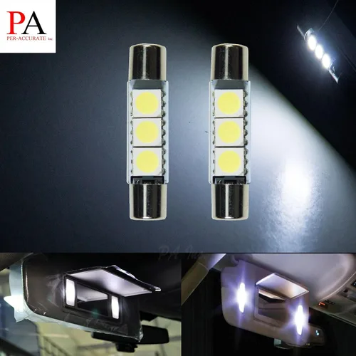 Vista 3 de PA 10 luces LED 5050 3SMD Fusible Festoon Bombilla de cúpula interior y luz de espejo de tocador para interior de automóvil (1.142 in, blanco)