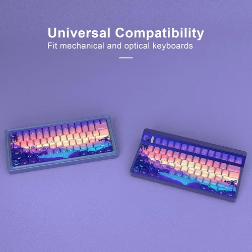 Vista 5 de JSJT Teclas PBT - Tecla translúcida con impresión lateral, estilo multicolor con brillo personalizado, juego de 124 teclas de perfil Cherry