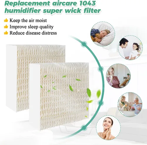 Vista 3 de Techecook - Filtros de mecha súper humidificadores 1043 (paquete de 2) de repuesto para filtro humidificador evaporativo Essick AirCare EP9500