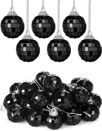 Vista 7 de BBTO 36 adornos de mini bola de discoteca, adornos de Halloween y Navidad, decoración de fiesta de los años 70, decoración reflectante para colgar