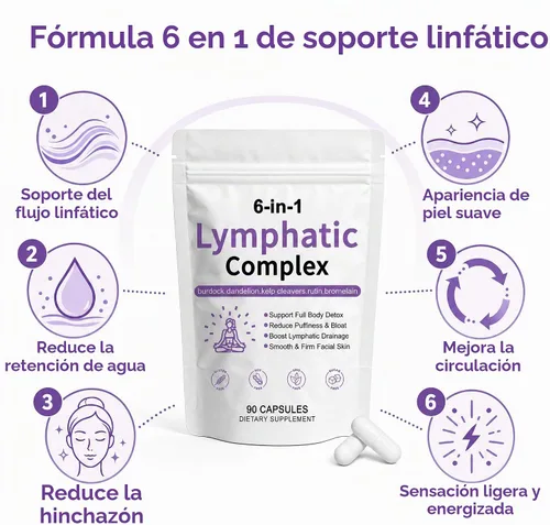 Vista 2 de TAWODIUM Cápsulas de Complejo Linfático 6-en-1, Suplementos para Drenaje Linfático, con Bardana, Diente de León, Alga Kelp, Reduce Hinchazón