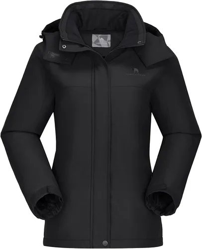 Vista 15 de Camel Crown Chaqueta de esquí para mujer, abrigo de nieve para invierno, vellón cálido, impermeable, chaqueta para snowboard M-Beige
