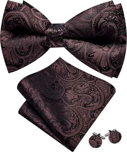 Vista 48 de Barry.Wang Pajarita de Rayas Paisley para Hombre de Seda Preatada Pañuelo de Bolsillo Gemelos Juego Formal Boda Fiesta Graduación