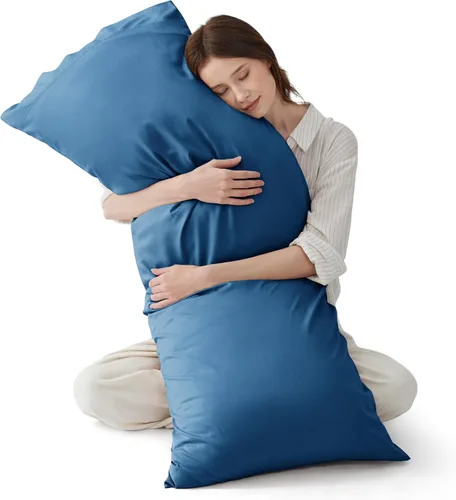 Vista 19 de Bedsure Fundas de almohada de tamaño estándar, fundas de almohada refrescantes, rayón derivado de bambú, color gris oscuro, juego de 2, fundas