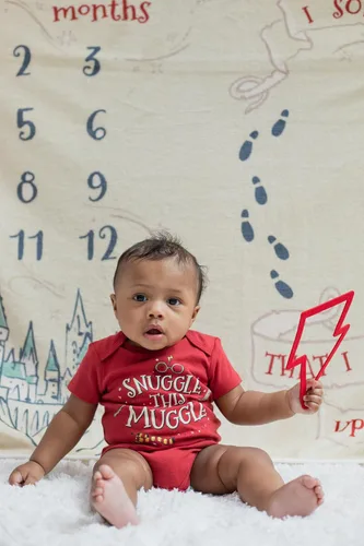 Vista 5 de Harry Potter Body para bebé y manta mensual de 4 piezas para recién nacido