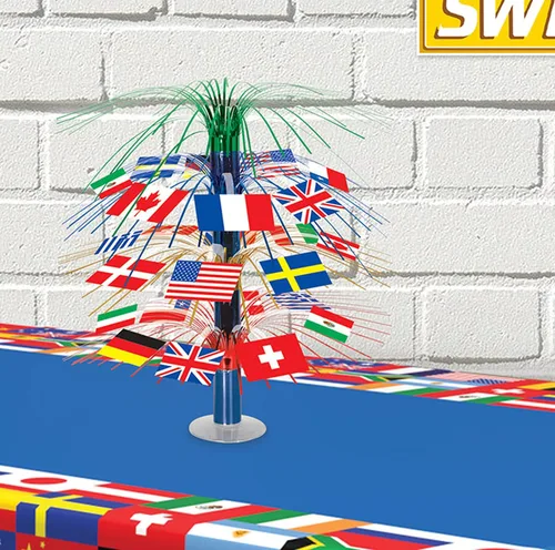 Vista 5 de Beistle International World Flags - Centro de mesa en cascada, decoración de fiesta temática de viaje, 18 pulgadas