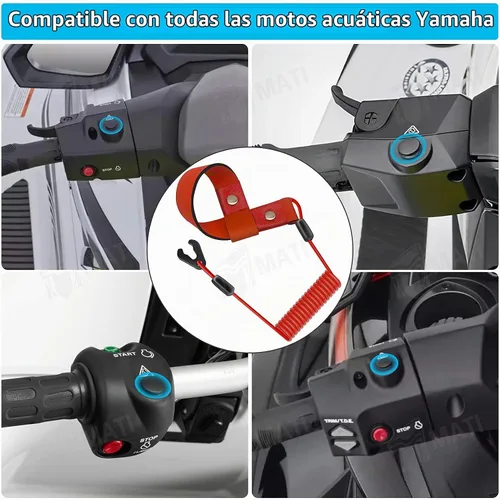 Vista 6 de M MATI - Cordón de seguridad Stop Kill EW2-68348-00-00 para Yamaha Jet Ski WaveRunner WaveVenture WaveRaider WaveJammer WaveBlaster FX140