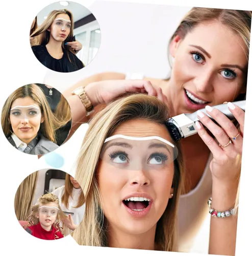 Vista 6 de Healeved 30 protectores faciales de peluquería para uso en salones, máscaras faciales adhesivas para corte de pelo y teñido de cabello