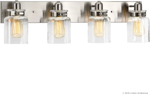 Vista 7 de Urban Ambiance Lámpara de tocador de baño moderna de lujo, tamaño grande: 8.625 pulgadas de alto x 30.25 pulgadas de ancho, con elementos