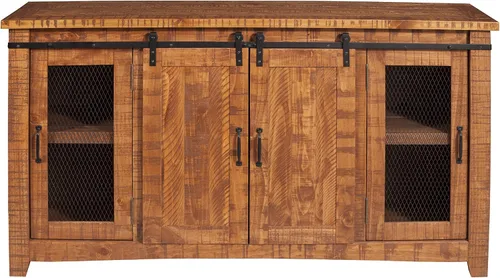 Vista 10 de Martin Svensson Home, mueble para TV Santa Fe de madera maciza, 65", negro antiguo y pino envejecido con aspecto desgastado Solid Pine, TV Stand