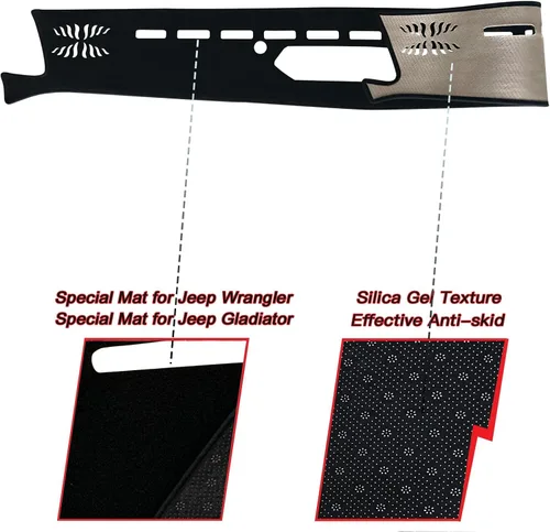 Vista 2 de Cubierta de tapete para salpicadero, consola central interior personalizada compatible con Jeep Wrangler SUV 2018, 2019, 2020, 2021, 2022, Jeep