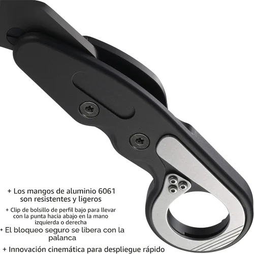 Vista 5 de CRKT Provoke - Cuchillo plegable con Kinematic: Morphing Karambit, hoja de borde liso D2, mango de aluminio, clip de bolsillo, 4040 Negro