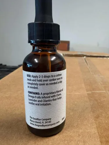 Vista 2 de The Goodbye Company Suero orgánico para el dolor de cancro, vegano de 15 mL – Aceites esenciales de clavo, cilantro y lavanda, fórmula botánica