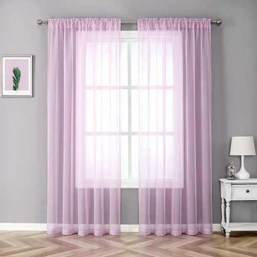 Vista 8 de JUSPURBET 2 cortinas traslúcidas para ventana, panel de cortina semitransparente sólido de lujo para sala de estar, dormitorio al aire libre, 59 x