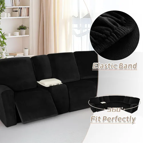 Vista 515 de Arfntevss Fundas de sofá seccional reclinable de terciopelo, Funda de sofá seccional de esquina para sofá reclinable, Funda elástica suave