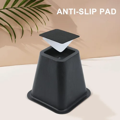 Vista 5 de Elevadores de cama resistentes, elevadores de muebles de 6 pulgadas para cama de dormitorio, mesa y sofá, soporta hasta 1500 libras (juego de 4)