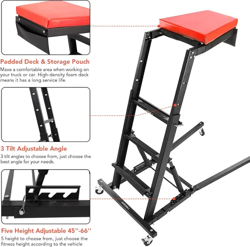 Vista 2 de Enredadera ajustable para motor automotriz, cubierta acolchada gruesa, plegable, capacidad de 400 libras para garaje en el hogar, mantenimiento