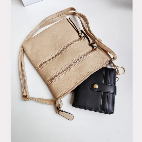 Vista 5 de Cartera pequeña para mujer, con bloqueo RFID, de cuero, plegable, compacta, tarjetero para mujer, con bolsillo con cremallera y ventana de Negro